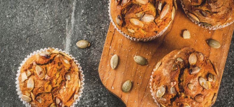 Dýňové muffiny, krém, semínka Dýňové muffiny, krém, semínka